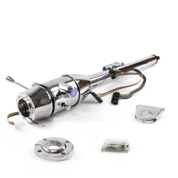 Keyed Tilt Column Chrome - Floor Shift FLR MNT 2.5" Drop 6 Hole Push Button BL  - Part Number: HEXCC2KXX1256PBL0