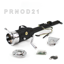 Keyed Tilt Column Black - Column Shift O/D FLR MNT 3.5" Drop 9 Hole Push Button YL w/ RFID - Part Number: HEXCB1KBO1359PYL1