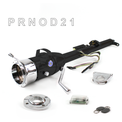 Keyed Tilt Column Black - Column Shift O/D FLR MNT 2.5" Drop 9 Hole Push Button BL w/ RFID - Part Number: HEXCB1KBO1259PBL1