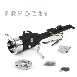 Keyed Tilt Column Black - Column Shift O/D FLR MNT 2.5" Drop 9 Hole Push Button YL w/ RFID - Part Number: HEXCB1KBO1259PYL1