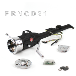 Keyed Tilt Column Black - Column Shift O/D FLR MNT 2.5" Drop 9 Hole Push Button RD w/ RFID - Part Number: HEXCB1KBO1259PRD1