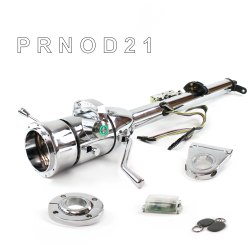 Keyed Tilt Column Chrome - Column Shift O/D FLR MNT 3.5" Drop 9 Hole Push Button GN w/ RFID - Part Number: HEXCC1KCO1359PGN1