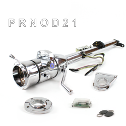 Keyed Tilt Column Chrome - Column Shift O/D FLR MNT 3.5" Drop 9 Hole Push Button BL w/ RFID - Part Number: HEXCC1KCO1359PBL1