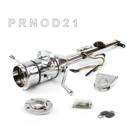 Keyed Tilt Column Chrome - Column Shift O/D FLR MNT 3.5" Drop 9 Hole Push Button WH w/ RFID - Part Number: HEXCC1KCO1359PWH1