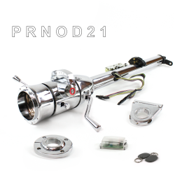 Keyed Tilt Column Chrome - Column Shift O/D FLR MNT 3.5" Drop 9 Hole Push Button RD w/ RFID - Part Number: HEXCC1KCO1359PRD1