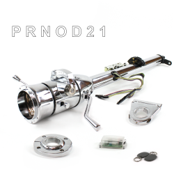 Keyed Tilt Column Chrome - Column Shift O/D FLR MNT 3.5" Drop 9 Hole Push Button w/ RFID - Part Number: HEXCC1KCO1359PXX1