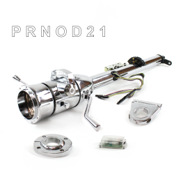 Keyed Tilt Column Chrome - Column Shift O/D FLR MNT 3.5" Drop 9 Hole Push Button WH  - Part Number: HEXCC1KCO1359PWH0