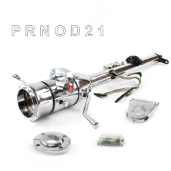 Keyed Tilt Column Chrome - Column Shift O/D FLR MNT 3.5" Drop 9 Hole Push Button RD  - Part Number: HEXCC1KCO1359PRD0