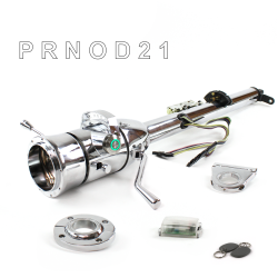 Keyed Tilt Column Chrome - Column Shift O/D FLR MNT 2.5" Drop 9 Hole Push Button GN w/ RFID - Part Number: HEXCC1KCO1259PGN1