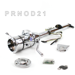 Keyed Tilt Column Chrome - Column Shift O/D FLR MNT 2.5" Drop 9 Hole Push Button BL w/ RFID - Part Number: HEXCC1KCO1259PBL1