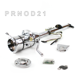 Keyed Tilt Column Chrome - Column Shift O/D FLR MNT 2.5" Drop 9 Hole Push Button YL w/ RFID - Part Number: HEXCC1KCO1259PYL1