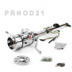 Keyed Tilt Column Chrome - Column Shift O/D FLR MNT 2.5" Drop 9 Hole Push Button RD w/ RFID - Part Number: HEXCC1KCO1259PRD1