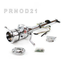 Keyed Tilt Column Chrome - Column Shift O/D FLR MNT 2.5" Drop 9 Hole Push Button RD  - Part Number: HEXCC1KCO1259PRD0