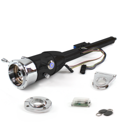 Keyed Tilt Column Black - Floor Shift FLR MNT 3.5" Drop 9 Hole Push Button BL w/ RFID - Part Number: HEXCB2KXX1359PBL1