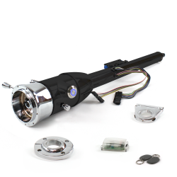 Keyed Tilt Column Black - Floor Shift FLR MNT 2.5" Drop 9 Hole Push Button BL w/ RFID - Part Number: HEXCB2KXX1259PBL1