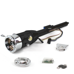 Keyed Tilt Column Black - Floor Shift FLR MNT 2.5" Drop 9 Hole Push Button YL w/ RFID - Part Number: HEXCB2KXX1259PYL1