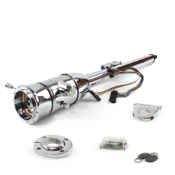 Keyed Tilt Column Chrome - Floor Shift FLR MNT 2.5" Drop 9 Hole Push Button w/ RFID - Part Number: HEXCC2KXX1259PXX1