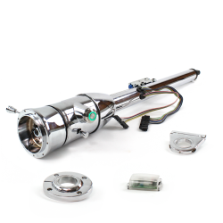 Keyed Tilt Column Chrome - Floor Shift FLR MNT 2.5" Drop 9 Hole Push Button GN  - Part Number: HEXCC2KXX1259PGN0