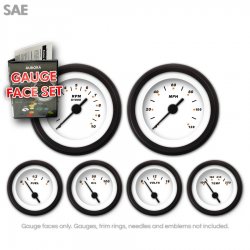 Gauge Face Set - SAE Modern Rodder White - Part Number: GARFE020