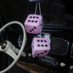 Black Fuzzy Dice With Pink Hearts and Chain or Cord / Car -  in 2023