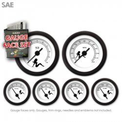 Gauge Face Set - SAE Mudflap Black Text, White - Part Number: GARFE069