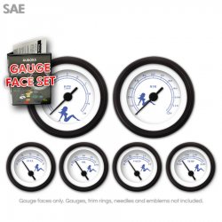 Gauge Face Set - SAE Mudflap Blue Text, White - Part Number: GARFE070