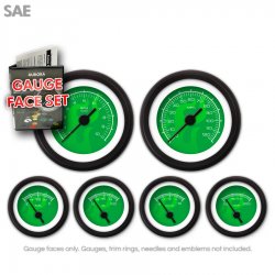 Gauge Face Set - SAE Ghost Flame Green - Part Number: GARFE084