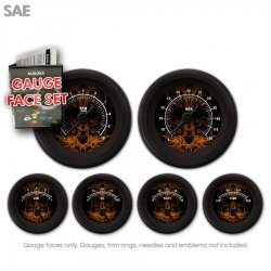 Gauge Face Set - SAE Tribal Black Orange Accents - Part Number: GARFE093