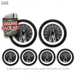 Gauge Face Set - SAE Carbon Fiber Gray Flame - Part Number: GARFE094