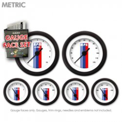 Gauge Face Set - Metric Vintage Autobahn White - Part Number: GARFM064