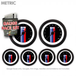 Gauge Face Set - Metric Vintage Autobahn Black - Part Number: GARFM065