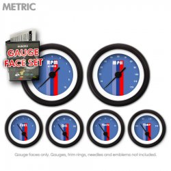 Gauge Face Set - Metric Vintage Autobahn Blue - Part Number: GARFM066