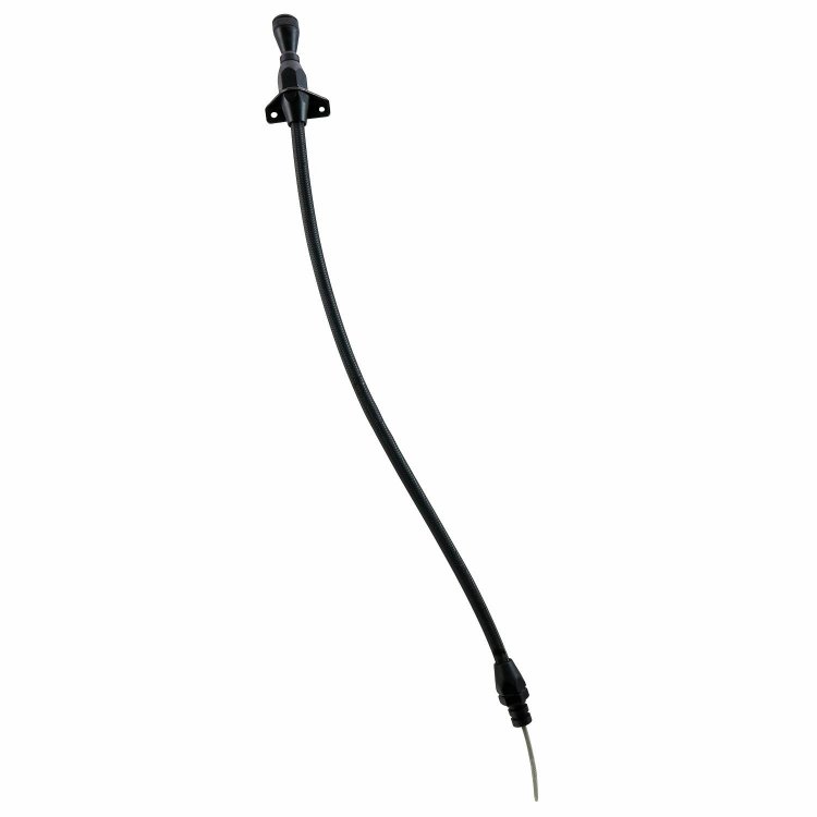 thumbnail interactive-video image 1 of SRS Black Stainless Flexible Transmission Dipstick For 4L80E - Firewall Mount, 24 Inches, Anodized 1 of 2