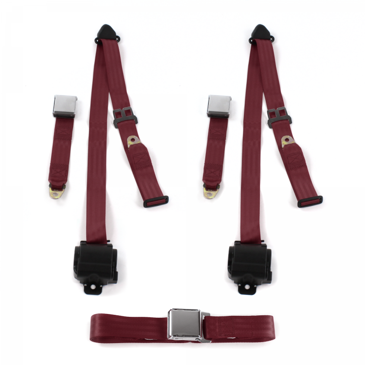 2 Belts hot Ford Falcon 1960-1963 Airplane 2pt Red Lap Bucket Seat Belt Kit