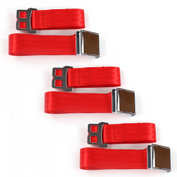 Chevy Chevelle 1968 - 1972 Airplane 2pt Red Lap Bench Seat Belt Kit - 3 Belts - Part Number: STBCDCD2