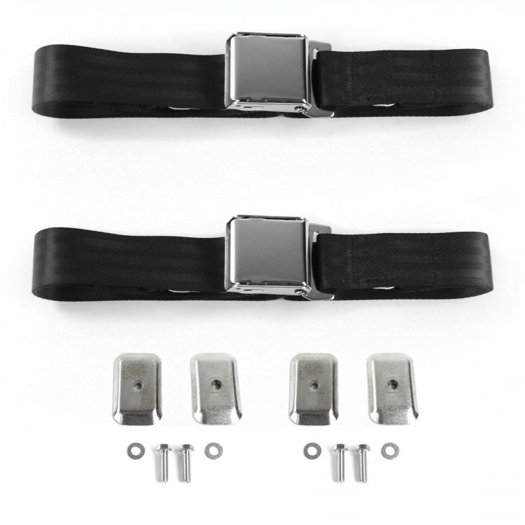 SafeTboy Chevy Corvair 1960-1969 Airplane 3 Point Tan Retractable Bucket Seat Belt Kit With Bracketry 2 Belts