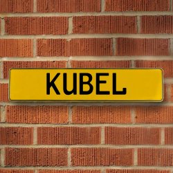 KUBEL - Yellow Aluminum Street Sign Mancave Euro Plate Name Door Sign Wall - Part Number: VPAY36BDC