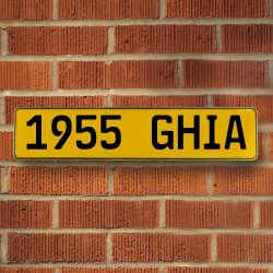 1955 GHIA - Yellow Aluminum Street Sign Mancave Euro Plate Name Door Sign Wall - Part Number: VPAY36C0B