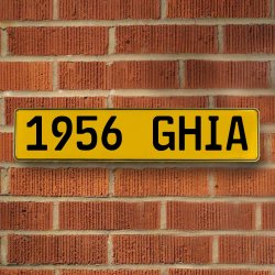 1956 GHIA - Yellow Aluminum Street Sign Mancave Euro Plate Name Door Sign Wall - Part Number: VPAY36C0C