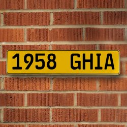 1958 GHIA - Yellow Aluminum Street Sign Mancave Euro Plate Name Door Sign Wall - Part Number: VPAY36C0E