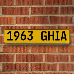 1963 GHIA - Yellow Aluminum Street Sign Mancave Euro Plate Name Door Sign Wall - Part Number: VPAY36C13
