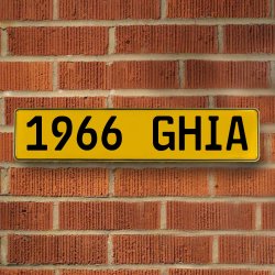 1966 GHIA - Yellow Aluminum Street Sign Mancave Euro Plate Name Door Sign Wall - Part Number: VPAY36C16