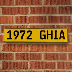 1972 GHIA - Yellow Aluminum Street Sign Mancave Euro Plate Name Door Sign Wall - Part Number: VPAY36C1C