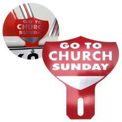Go To Church Sunday License Plate Topper - Part Number: VPALPT009