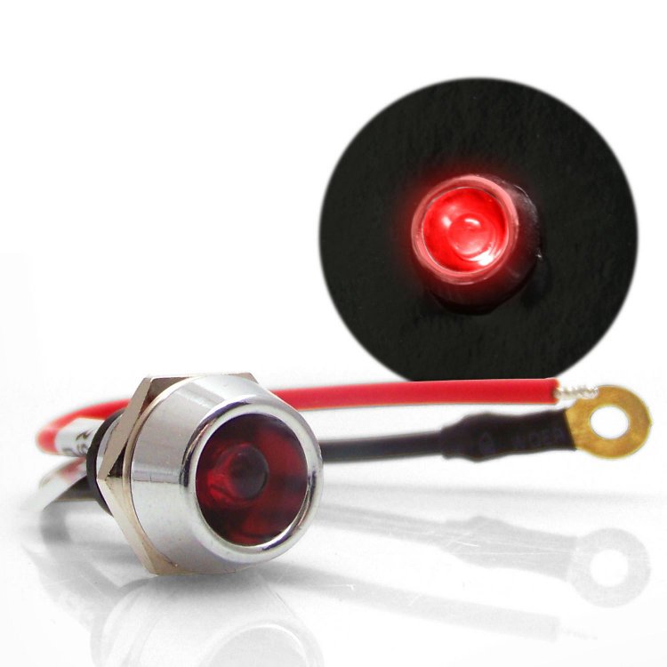 Switch Electronics 5mm Red Pre-Wired LED With Bezel Holder – 12V Panel Mount Lamp