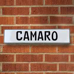 CAMARO - White Aluminum Street Sign Mancave Euro Plate Name Door Sign Wall - Part Number: VPAY36EFC