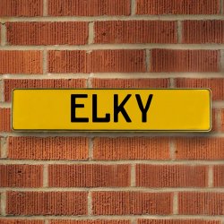 ELKY - Yellow Aluminum Street Sign Mancave Euro Plate Name Door Sign Wall - Part Number: VPAY37130