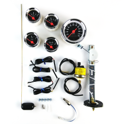 Black Modern Needles, Chrome Trim Rings, Style Kit Installed Aurora Instruments 6302 Pulsar Amber Tachometer Gauge with Emblem