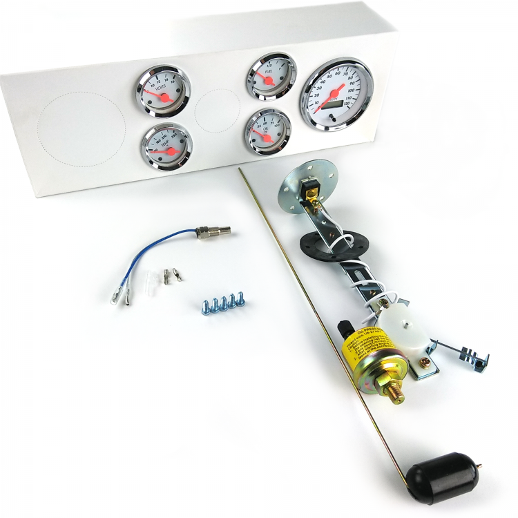 White Vintage Needles, Chrome Trim Rings, Style Kit DIY Install Aurora Instruments 3034 Pinstripe Blue SAE 6-Gauge Set 