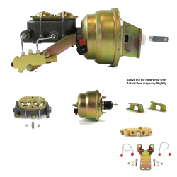 1961-1964 Ford Truck 7” Dual Power Brake Booster Kit Bottom Mount Prop Disc/Drum - Part Number: HEXBBK7AE85